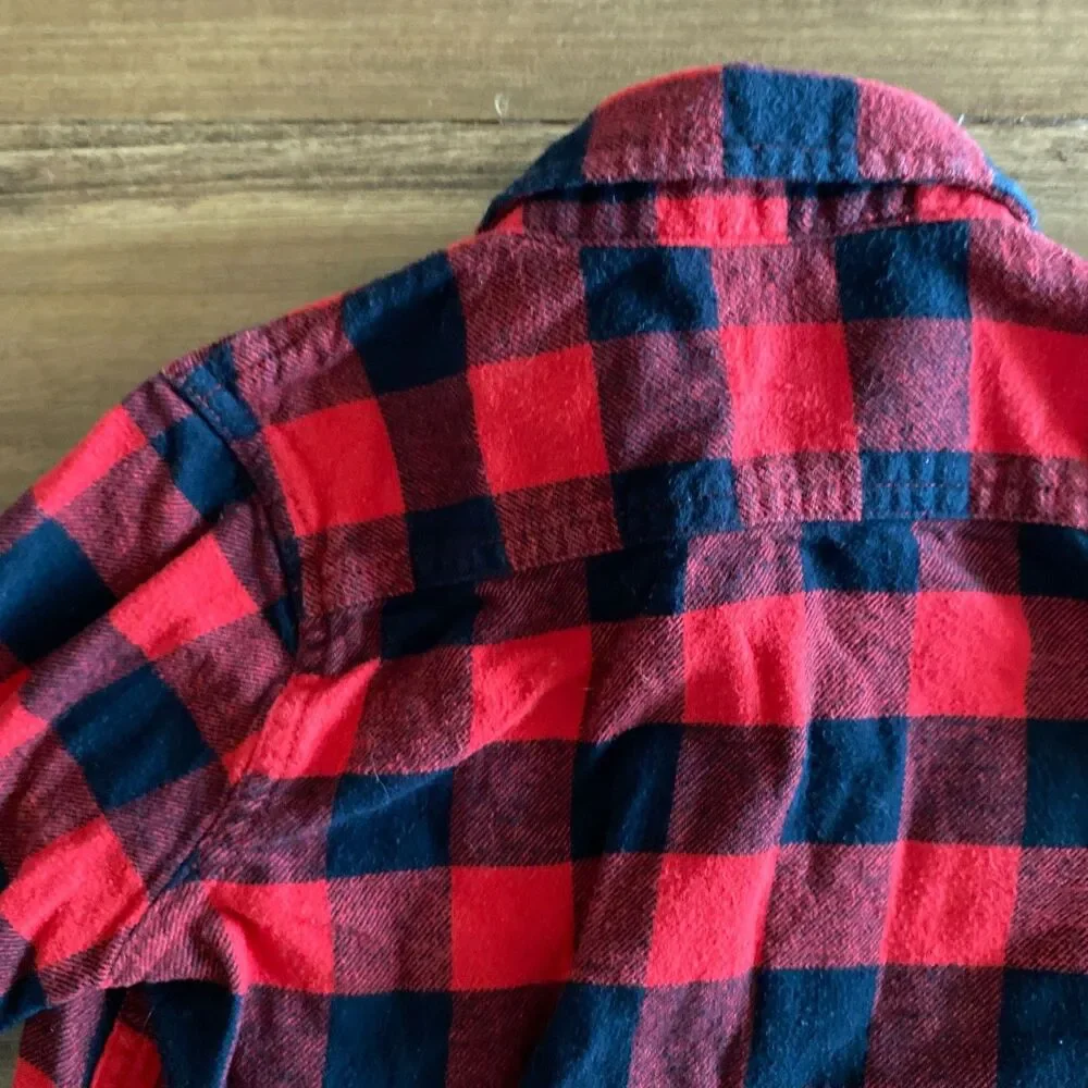 Gap Red & Black Buffalo Plaid Collared Shirt Boys' XS